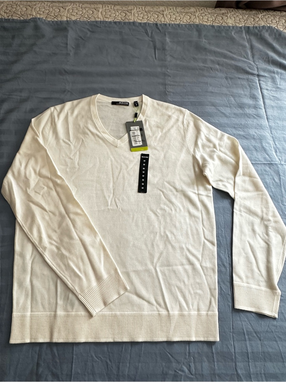 Murano Men's V-Neck Sweater in Cream